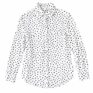 Beach Lunch Lounge Black White Print Blouse XS Button Down Top